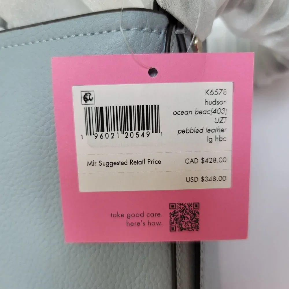 KATE SPADE Hudson Pebbled Leather Large Hobo Bag- Ocean Beach color π$198.β - Picture 15 of 16